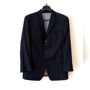 Men's Calvin Klein Black Pinstripe Sport Coat/Suit Jacket (Size 44L)